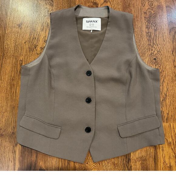 SPANX Women's Tailored Button Vest Gray Size XL Modern Sophistication - Picture 1 of 7
